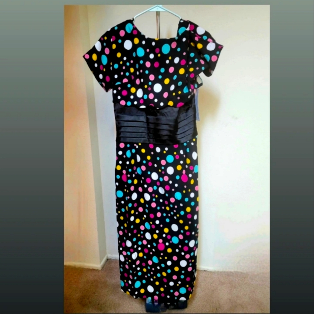 Bettie Page vintage style midi dress with polkadots